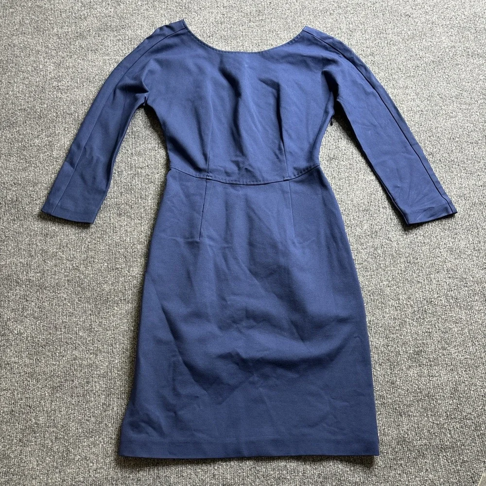 Piazza Sempione‎ Sheath Dress Women's XS U Neck 3/4 Sleeve Knee Length Blue